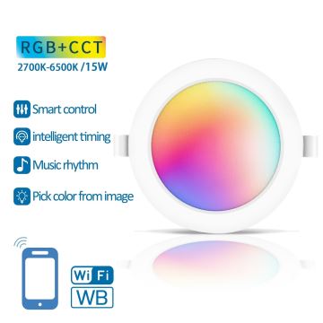 Aigostar - LED RGBW Stmívatelné podhledové svítidlo LED/15W/230V 2700-6500K pr. 17,5 cm Wi-Fi