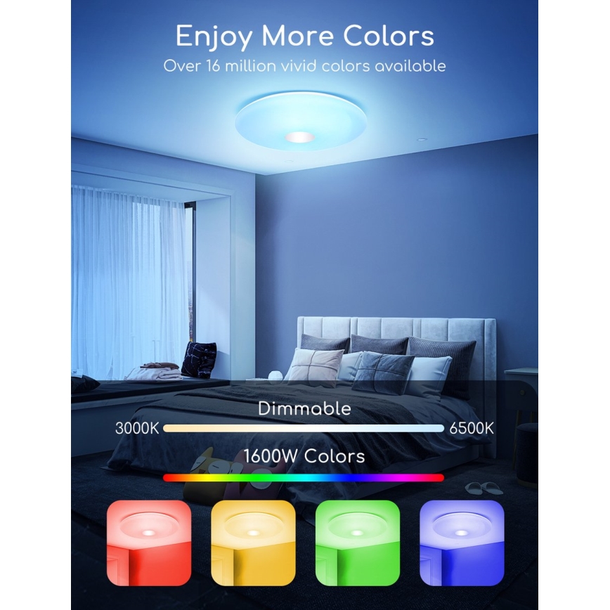 Aigostar - LED RGBW Stmívatelné stropní svítidlo 18W/230V pr. 34 cm Wi-Fi