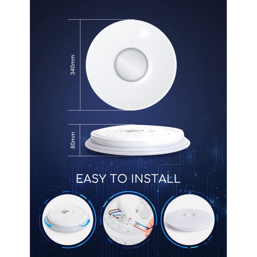 Aigostar - LED RGBW Stmívatelné stropní svítidlo 18W/230V pr. 34 cm Wi-Fi