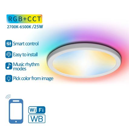Aigostar - LED RGBW Stmívatelné stropní svítidlo LED/25W/230V 2700-6500K Wi-Fi