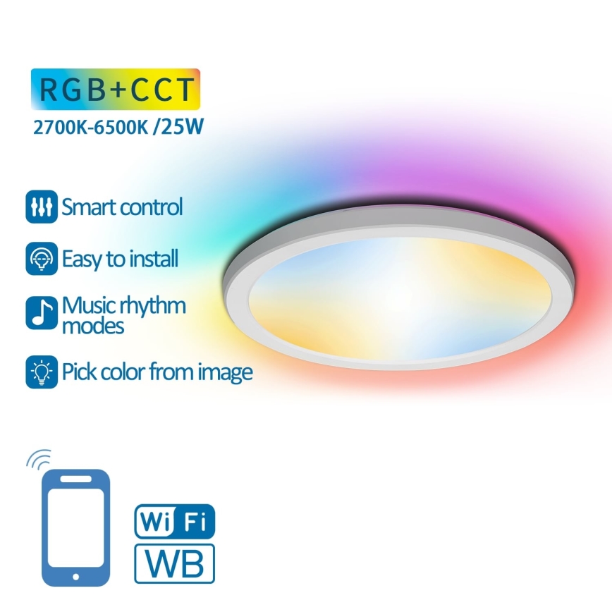 Aigostar - LED RGBW Stmívatelné stropní svítidlo LED/25W/230V 2700-6500K Wi-Fi