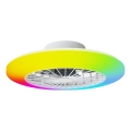 Aigostar - LED RGBW Stmívatelné stropní svítidlo s ventilátorem LED/40W/230V 2700-6500K pr. 48,5 cm bílá + dálkové ovládání