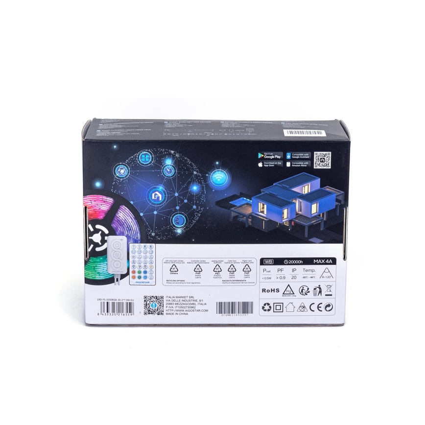 Aigostar - LED RGBW Stmívatelný pásek LED/48W/12V 2x7,5 m Wi-Fi