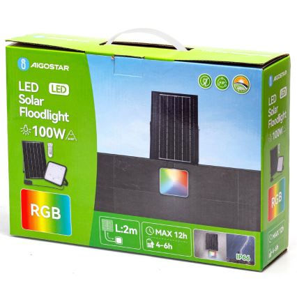 Aigostar - LED RGBW Stmívatelný solární reflektor LED/100W/3,4V IP66 + dálkové ovládání