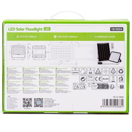 Aigostar - LED RGBW Stmívatelný solární reflektor LED/100W/3,4V IP66 + dálkové ovládání