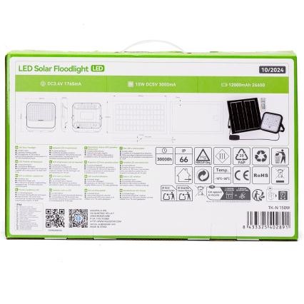 Aigostar - LED RGBW Stmívatelný solární reflektor LED/150W/3,4V IP66 + dálkové ovládání