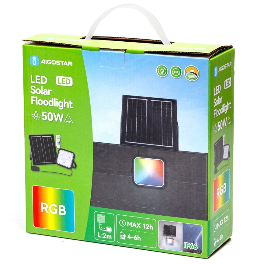 Aigostar - LED RGBW Stmívatelný solární reflektor LED/50W/3,4V IP66 4000 mAh + dálkové ovládání