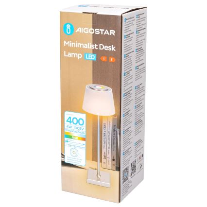 Aigostar - LED RGBW Venkovní stmívatelná nabíjecí stolní lampa LED/4W/5V 3600mAh bílá/matný chrom IP54
