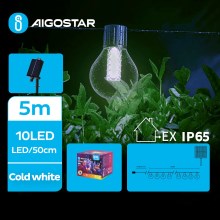 Aigostar - LED Solární dekorační řetěz 10xLED/8 funkcí 5,5m IP65 studená bílá