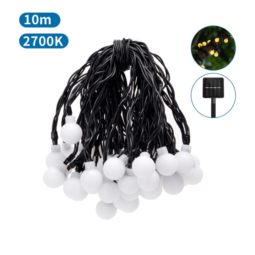 Aigostar - LED Solární dekorační řetěz 50xLED/8 funkcí 12m IP65 800 mAh teplá bílá