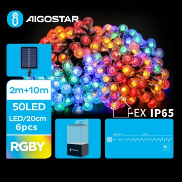 Aigostar - LED Solární dekorační řetěz 50xLED/8 funkcí 12m IP65 multicolor