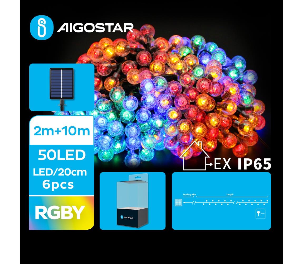 Aigostar B.V. Aigostar - LED Solární dekorační řetěz 50xLED/8 funkcí 12m IP65 multicolor AI0431