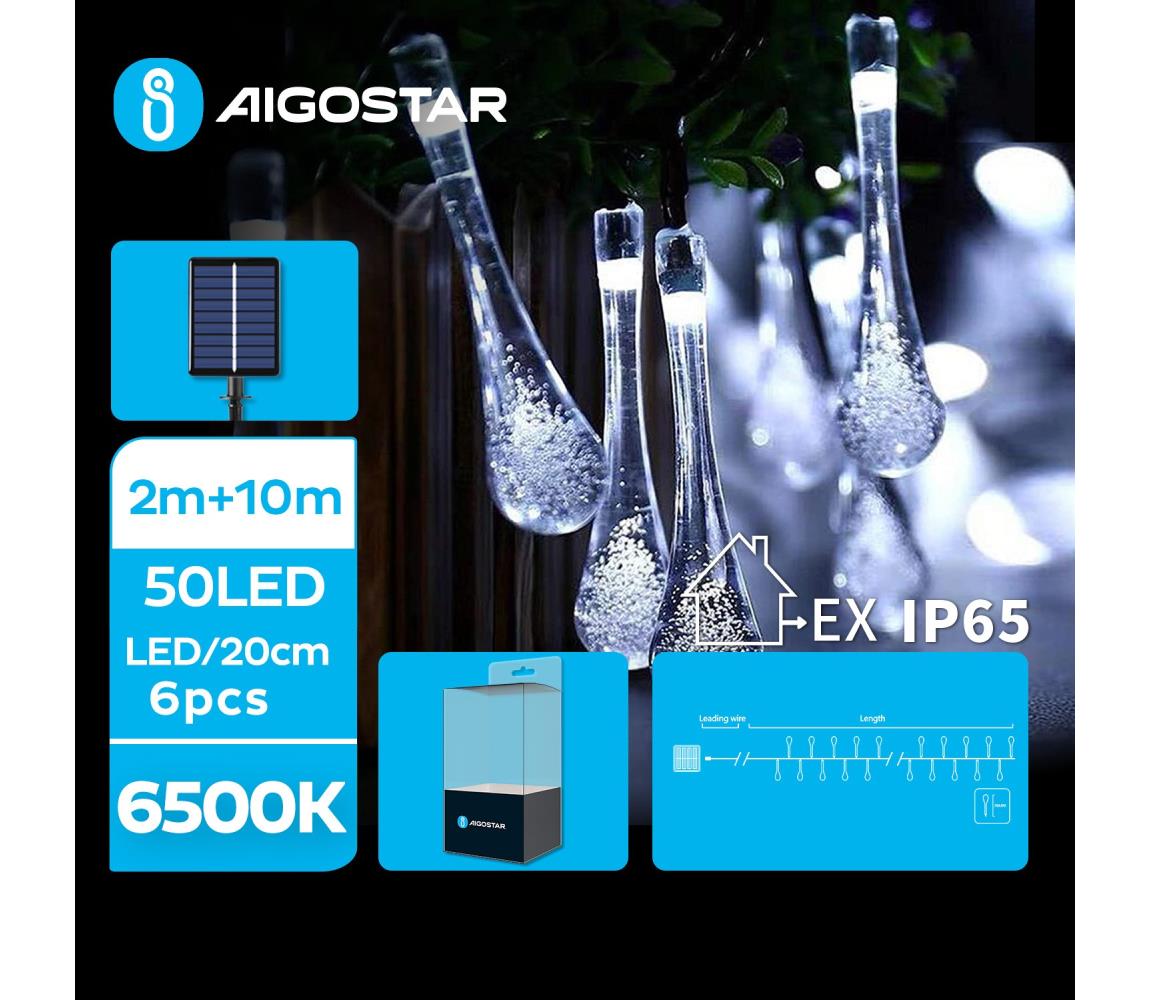 Aigostar B.V. Aigostar - LED Solární dekorační řetěz 50xLED/8 funkcí 12m IP65 studená bílá AI0412
