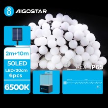 Aigostar - LED Solární dekorační řetěz 50xLED/8 funkcí 12m IP65 studená bílá