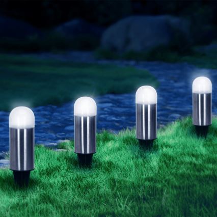 Aigostar - LED Solární lampa LED/0,006W/1,2V 20cm matný chrom 40 mAh 6500K IP44
