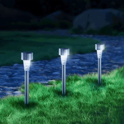 Aigostar - LED Solární lampa LED/0,006W/1,2V 40 mAh 29,5 cm matný chrom 6500K IP44