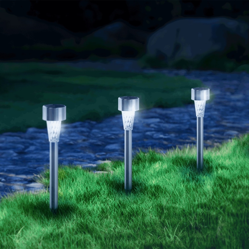 Aigostar - LED Solární lampa LED/0,006W/1,2V 40 mAh 29,5 cm matný chrom 6500K IP44
