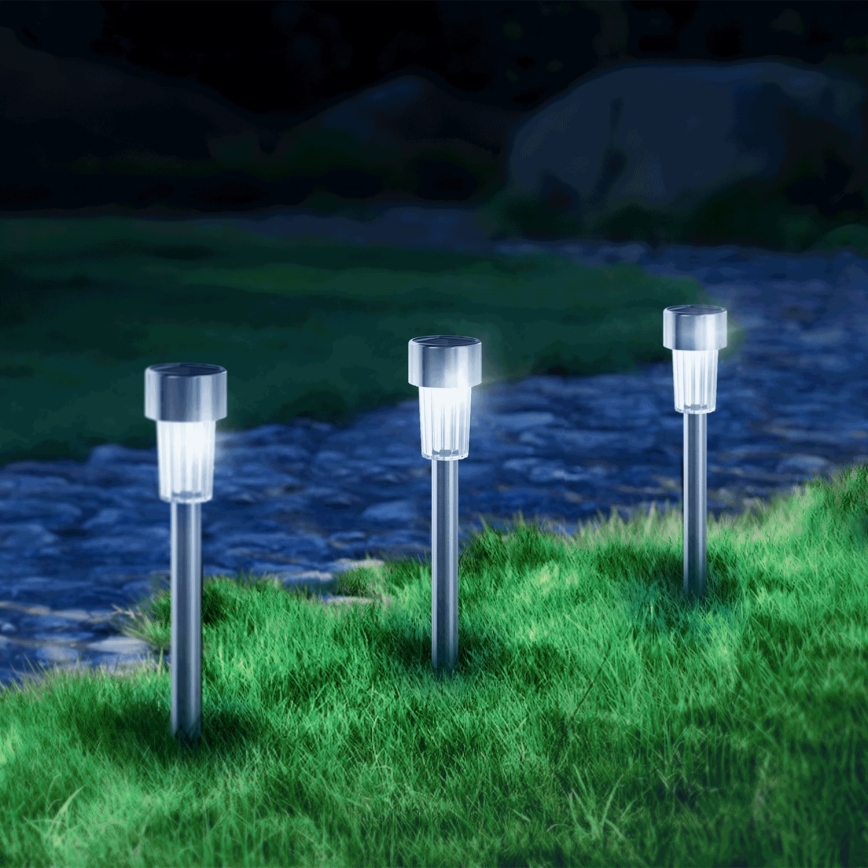 Aigostar - LED Solární lampa LED/0,006W/1,2V 29,5 cm 40 mAh matný chrom 6500K IP44