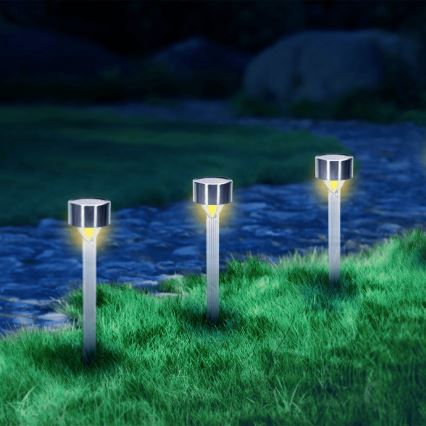 Aigostar - LED Solární lampa LED/0,006W/1,2V 32cm matný chrom 200 mAh 2700K IP44