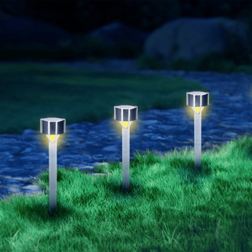 Aigostar - LED Solární lampa LED/0,006W/1,2V 32cm matný chrom 200 mAh 2700K IP44