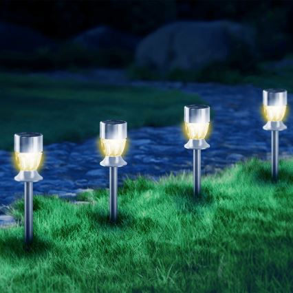 Aigostar - LED Solární lampa LED/0,006W/1,2V 35,5cm matný chrom 2700K IP44 100 mAh