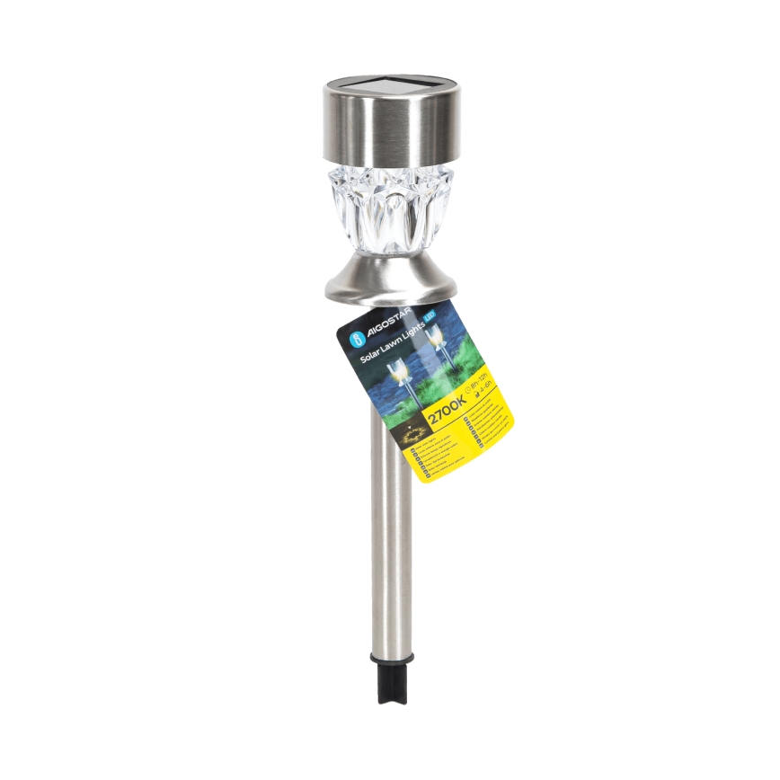 Aigostar - LED Solární lampa LED/0,006W/1,2V 35,5cm matný chrom 2700K IP44 100 mAh