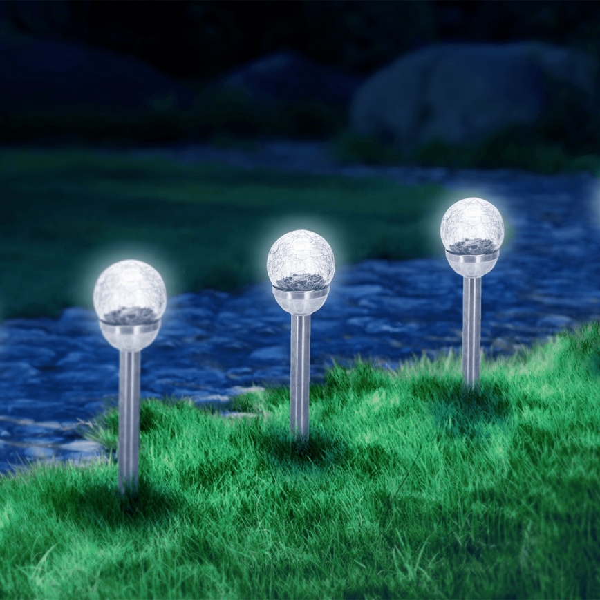Aigostar - LED Solární lampa LED/0,006W/1,2V 37,8cm matný chrom 6500K IP44 100 mAh