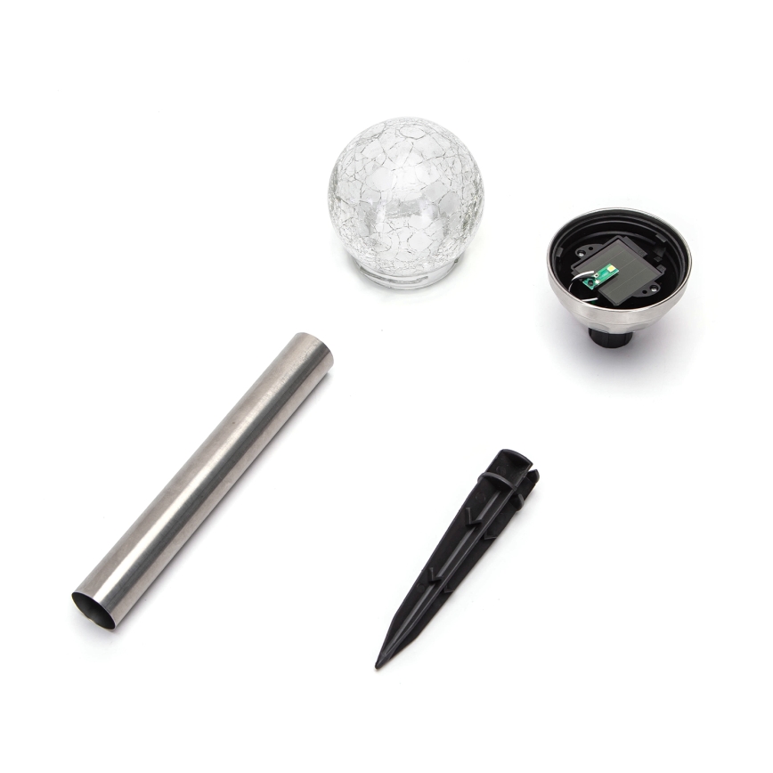 Aigostar - LED Solární lampa LED/0,006W/1,2V 37,8cm matný chrom 6500K IP44 100 mAh