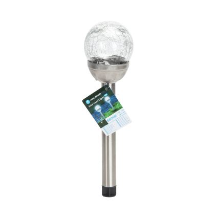 Aigostar - LED Solární lampa LED/0,006W/1,2V 37,8cm matný chrom 6500K IP44 100 mAh