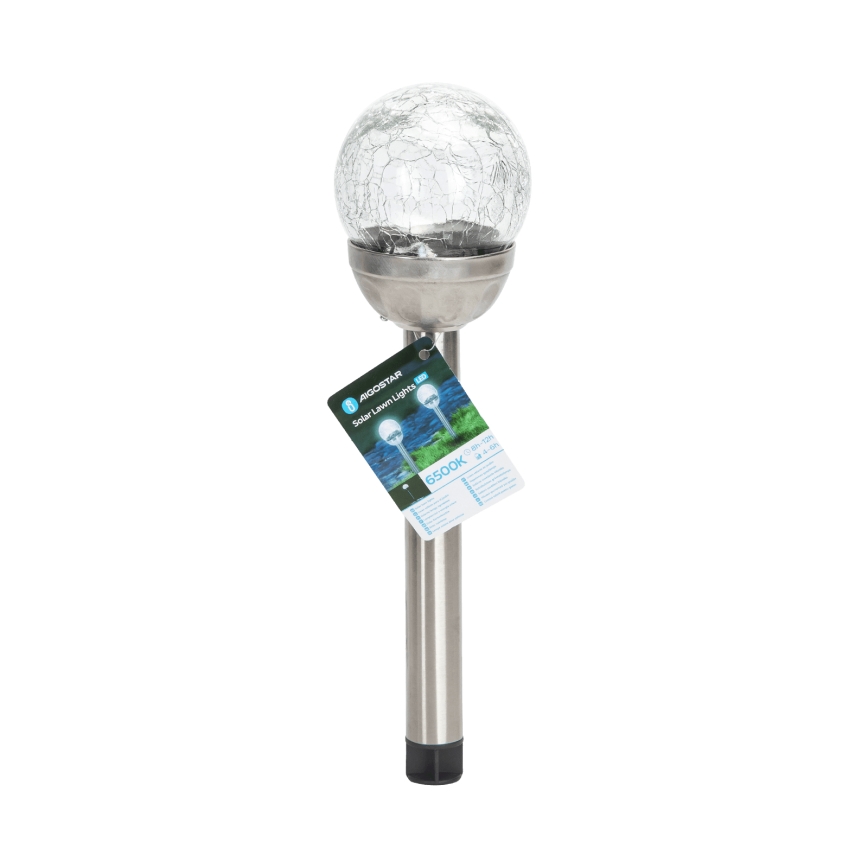 Aigostar - LED Solární lampa LED/0,006W/1,2V 37,8cm matný chrom 6500K IP44 100 mAh