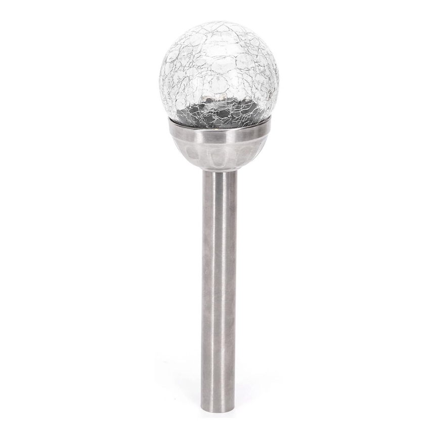 Aigostar - LED Solární lampa LED/0,006W/1,2V 37,8cm matný chrom 6500K IP44 100 mAh