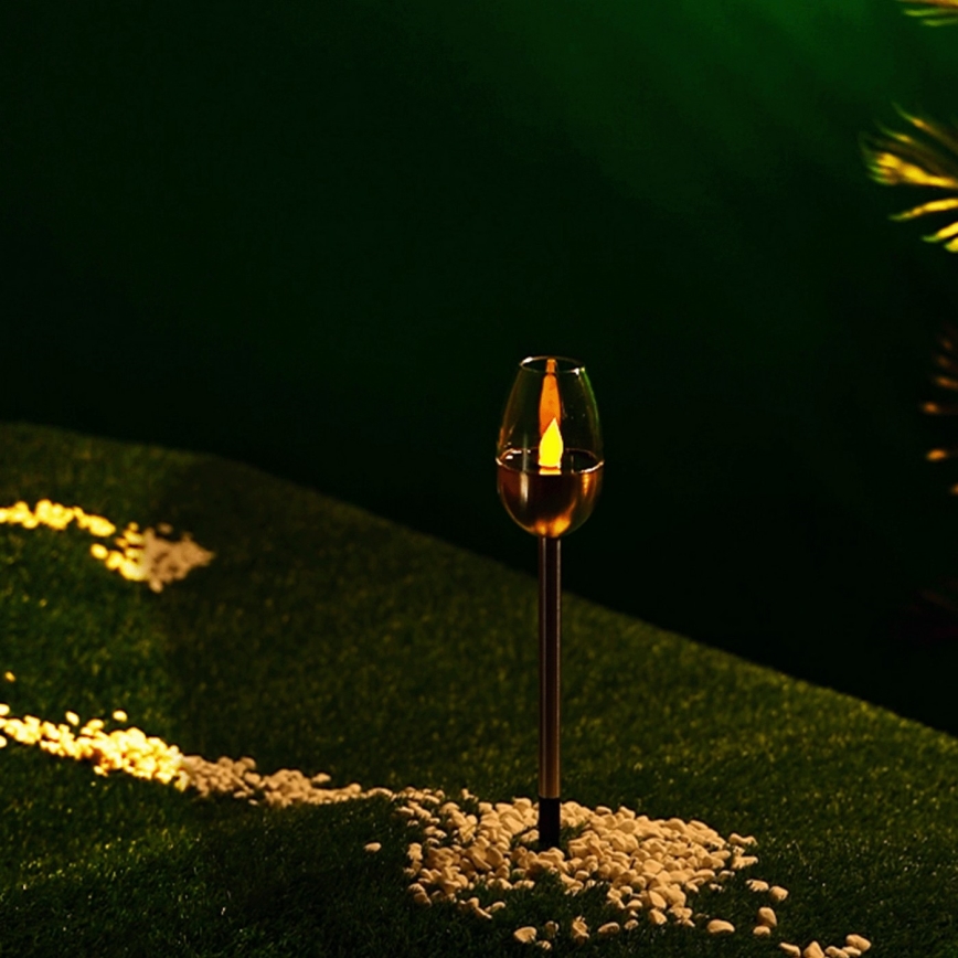 Aigostar - LED Solární lampa LED/0,006W/1,2V 38,2cm matný chrom 2700K IP44 40 mAh