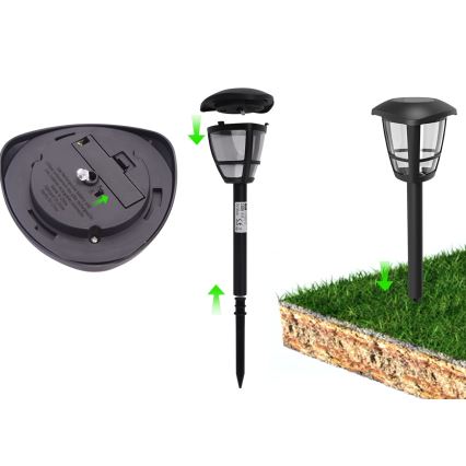 Aigostar - LED Solární lampa LED/0,06W/2V 100 mAh 33,8 cm 6500K IP44 černá