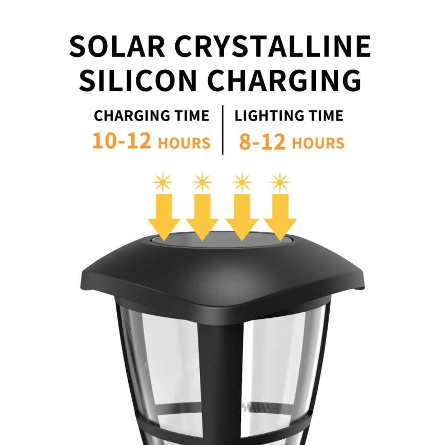 Aigostar - LED Solární lampa LED/0,06W/2V 100 mAh 33,8 cm 6500K IP44 černá