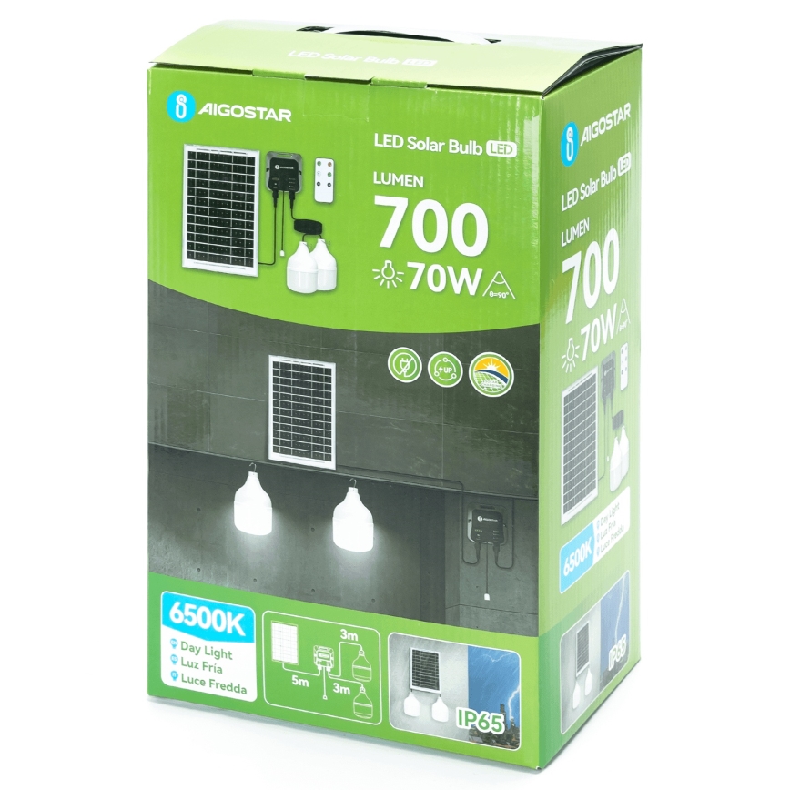 Aigostar - LED Solární lustr 2xLED/35W/12V 6000 mAh 6500K pr. 10 cm + dálkové ovládání