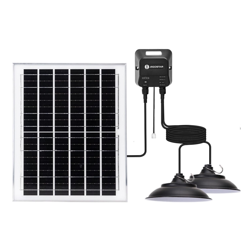 Aigostar - LED Solární lustr 2xLED/70W/12V 12000 mAh 6500K IP65 pr. 23,5 cm + dálkové ovládání