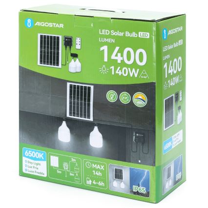 Aigostar - LED Solární lustr 2xLED/70W/12V 12000 mAh 6500K pr. 12 cm + dálkové ovládání