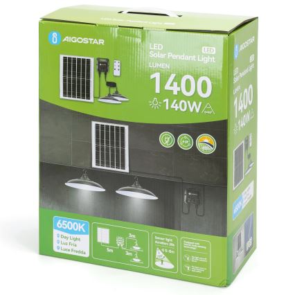 Aigostar - LED Solární lustr se senzorem 2xLED/70W/12V 12000 mAh 6500K pr. 23,5 cm + dálkové ovládání