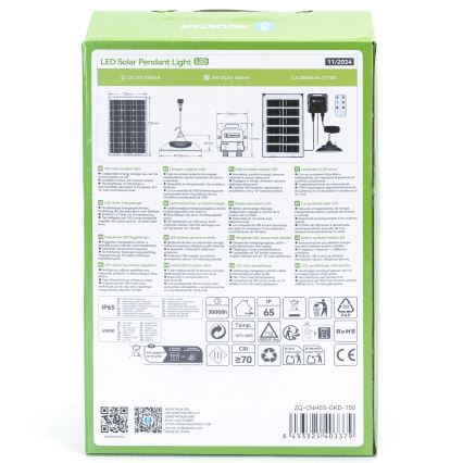 Aigostar - LED Solární lustr LED/35W/12V 3000 mAh 6500K pr. 15 cm + dálkové ovládání