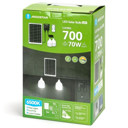 Aigostar - LED Solární lustr se senzorem 2xLED/35W/12V 6000 mAh 6500K pr. 10 cm + dálkové ovládání
