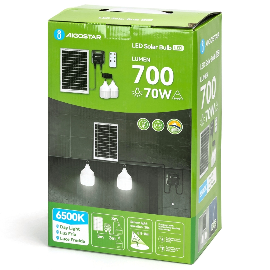 Aigostar - LED Solární lustr se senzorem 2xLED/35W/12V 6000 mAh 6500K pr. 10 cm + dálkové ovládání