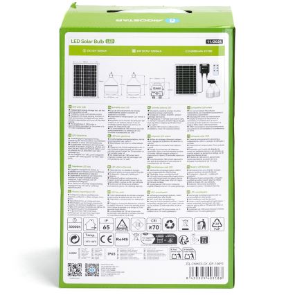 Aigostar - LED Solární lustr se senzorem 2xLED/35W/12V 6000 mAh 6500K pr. 10 cm + dálkové ovládání