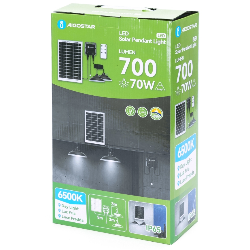 Aigostar - LED Solární lustr se senzorem 2xLED/35W/12V 6000 mAh 6500K pr. 15 cm + dálkové ovládání