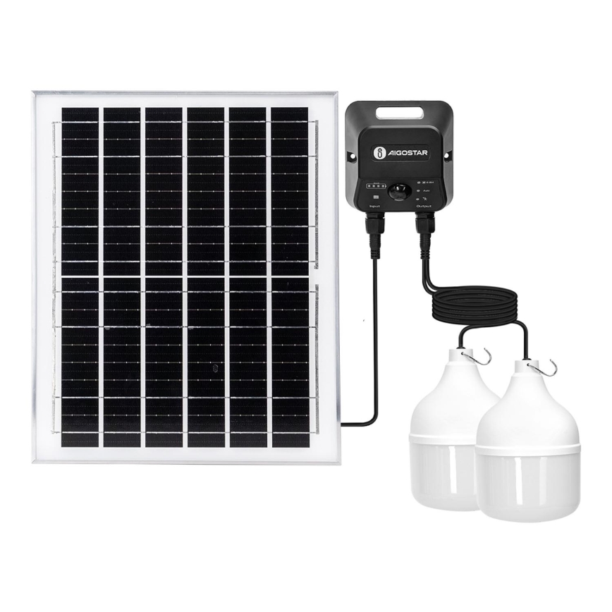 Aigostar - LED Solární lustr se senzorem 2xLED/70W/12V 12000 mAh 6500K pr. 12 cm + dálkové ovládání