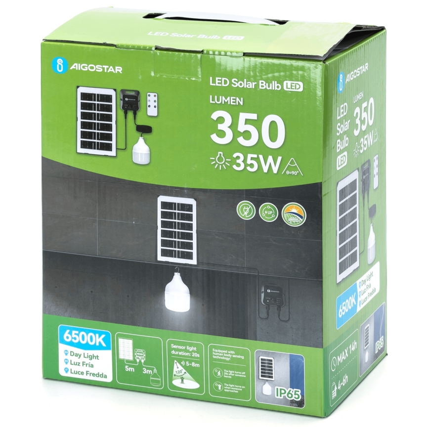 Aigostar - LED Solární lustr se senzorem LED/35W/12V 3000 mAh 6500K pr. 10 cm + dálkové ovládání