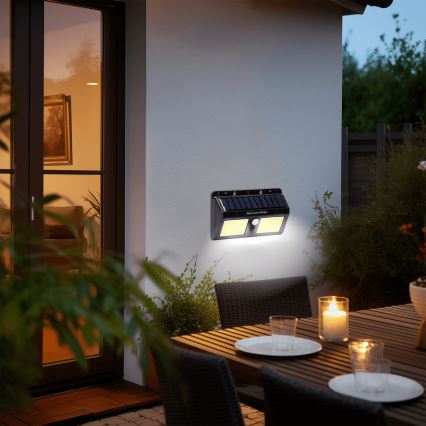 Aigostar - LED Solární nástěnné svítidlo se senzorem LED/20W/5,5V 2400 mAh 6500K IP65