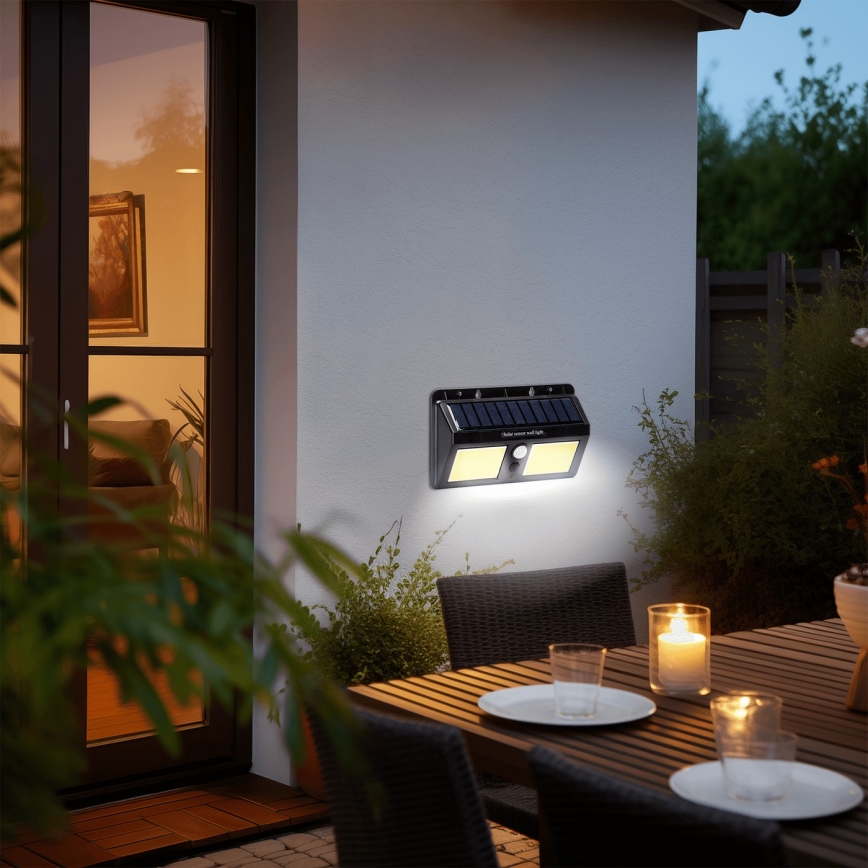 Aigostar - LED Solární nástěnné svítidlo se senzorem LED/20W/5,5V 2400 mAh 6500K IP65