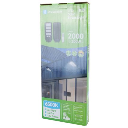 Aigostar - LED Solární pouliční lampa se senzorem LED/200W/3,2V 12000mAh IP65 6500K + dálkové ovládání