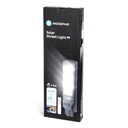 Aigostar - LED Solární pouliční lampa se senzorem LED/200W/3,2V 20000mAh IP65 6500K + dálkové ovládání