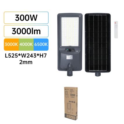 Aigostar - LED Solární pouliční lampa se senzorem LED/300W/3,2V 3600mAh + dálkové ovládání